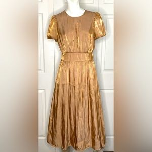 ZARA Women's Copper Metallic MIDI Dress  Size Medium NWOT